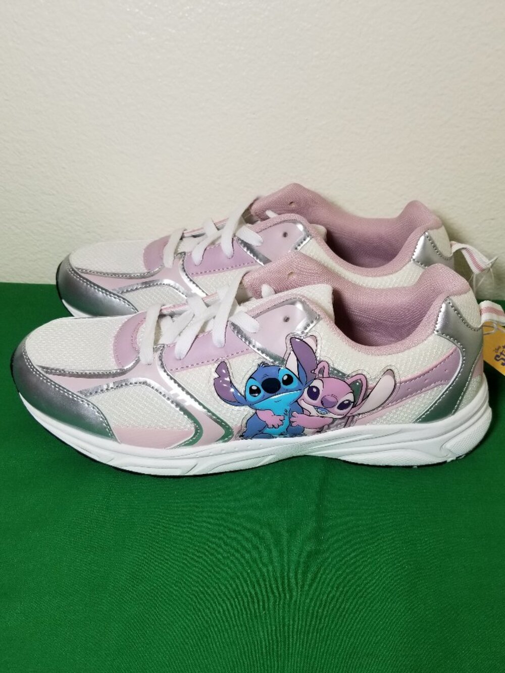 Women's Pink and Silver Stitch Character Sneakers